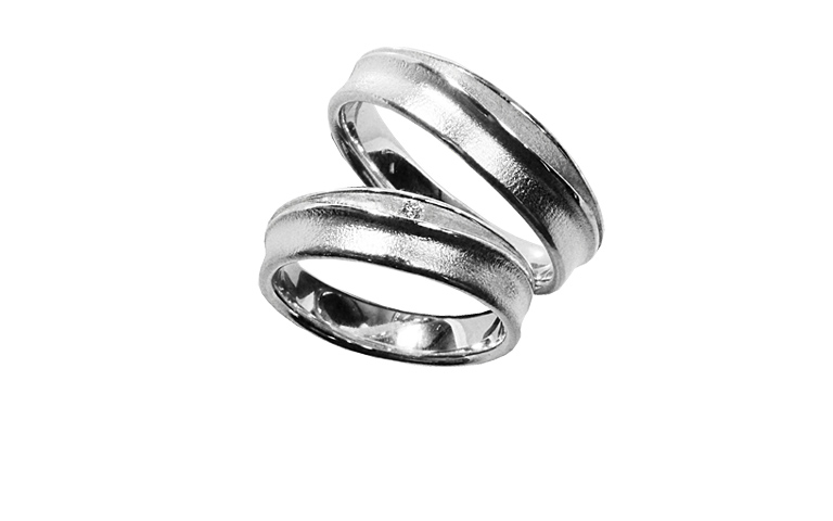 45198+45199-wedding rings, white gold 750 with brillant